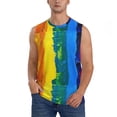 thumbnail image 3 of Uemuo Rainbow Colored Pattern Men's Sleeveless T-Shirt,Muscle Athletic Tank Top, Moisture-wicking Quick-dry Breathable Classic Tee Top for Gym Run Outdoor Sports-XX-Large, 3 of 8