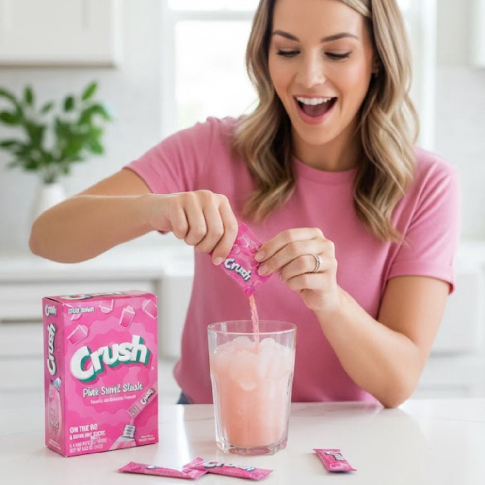 Crush Pink Swirl Slush On-The-Go Drink Mix (2 Pack) + Bonus Customized Emergency Whistle – Zero Sugar Powder Sticks with Colors from Natural Sources