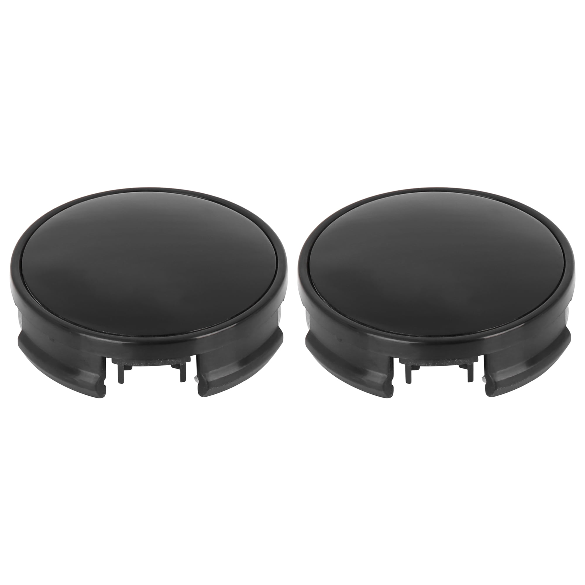 2pcs 62mm 4 Lug Car Wheel Hub Caps Universal Black with Black Plastic Sticker