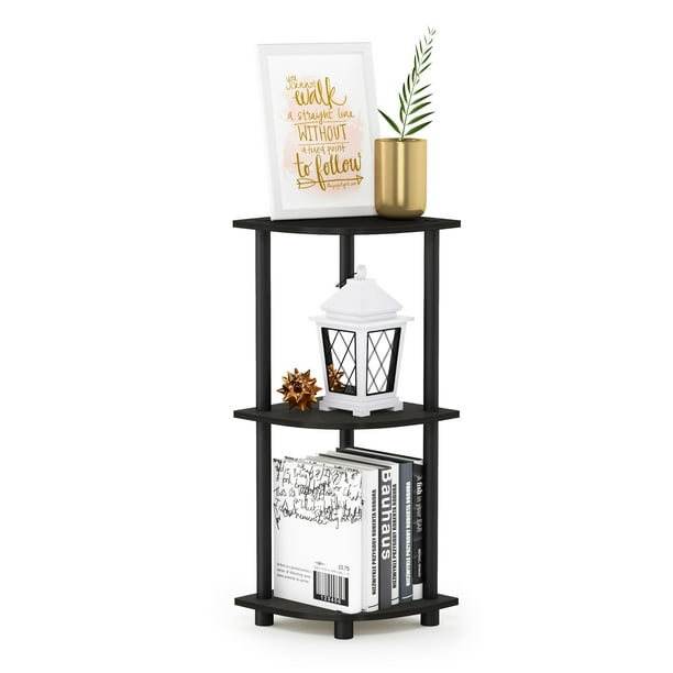 Furinno TurnNTube 3Tier Corner Display Rack Multipurpose Shelving Unit, Espresso/Black