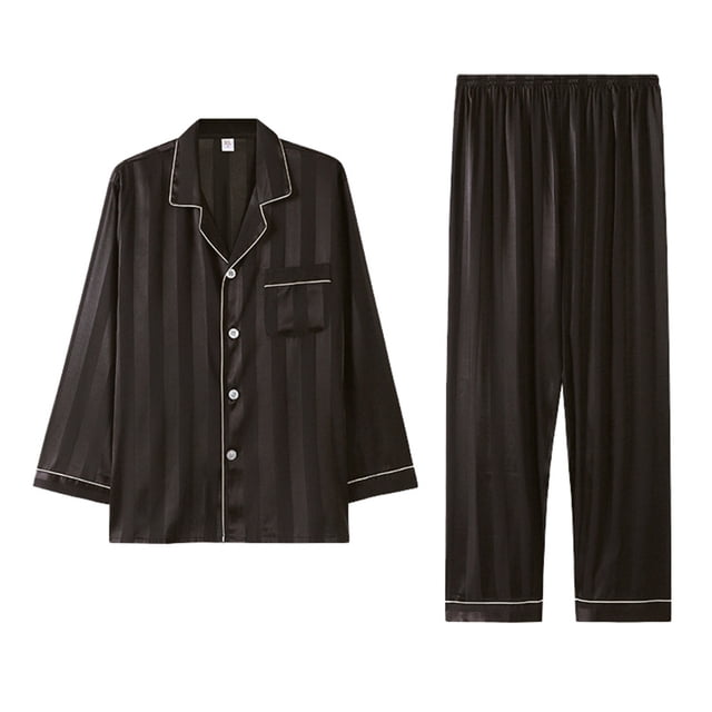 VBARHMQRT Men's Pajama Pants Short Length Mens Comfortable Simple Long Sleeve Thin Home Suit Set Pajamas