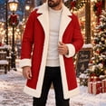 thumbnail image 5 of Christmas Santa Jackets for Men White Fullfy Xmas Long Cardigan Lapel Button Lined Trench Coats Red XXXXL, 5 of 7