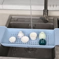 thumbnail image 4 of Drain Scalable Bathtub Tray Hollow out Shower Organizer Plastic Storage Rack for Bathroom Toilet Dark (Sky-blue), 4 of 6