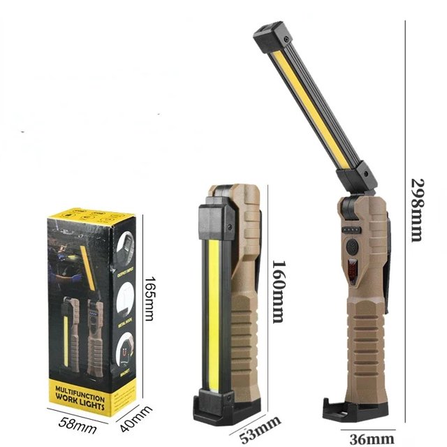 De Xiao Bei strict selection Folding COB Lampe de Travail LED Portable à Main Lampe de Poche à Batterie Intégrée Lampe Torche Lampe d'Urgence pour Inspection Automobile Rouge SOS Strobe