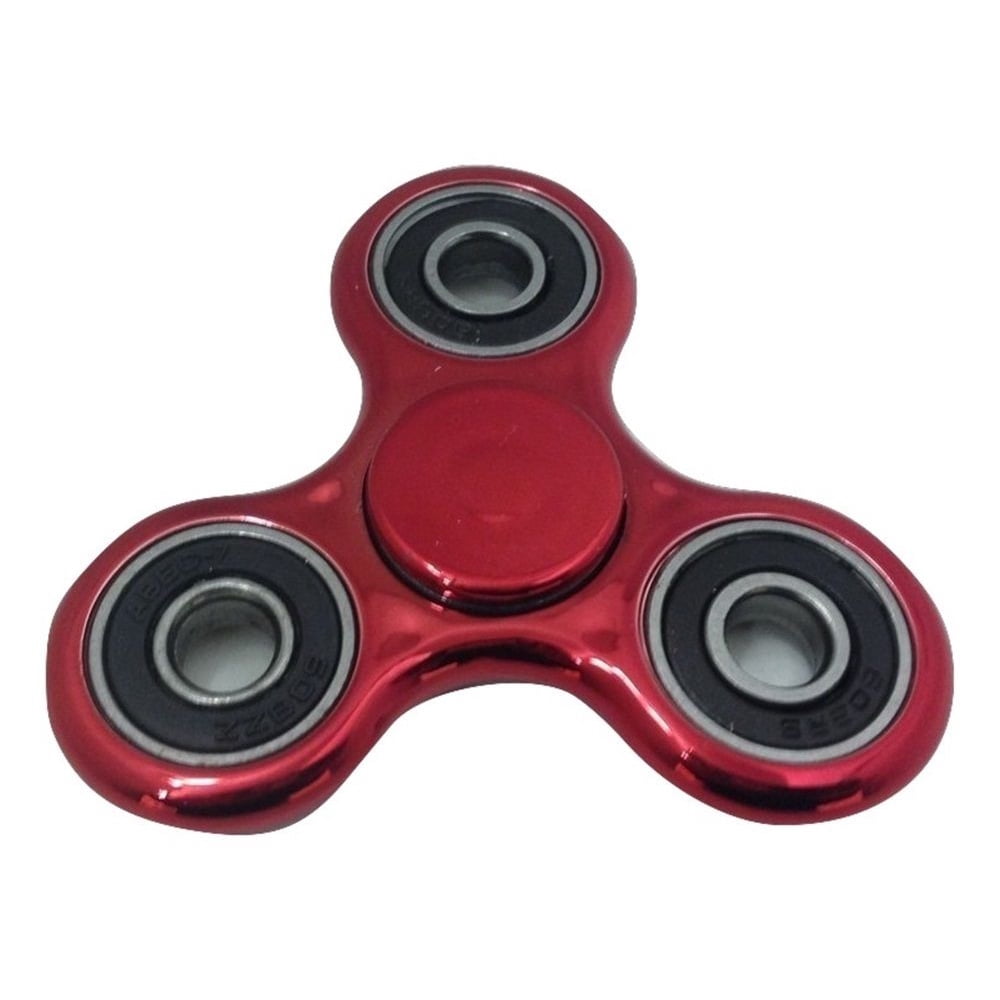 Fidget Spinner Toy Metallic Style Red Stress & Anxiety Reducer with Ball Bearing - Fidget