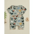 thumbnail image 4 of Suealasg Western Newborn Baby Boys Girls Outfits Short Sleeve Round Neck Chicken Print Jumpsuit Infant Boys Girls Summer Clothes, 4 of 9