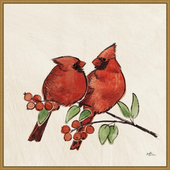 Amanti Art Christmas Lovebirds IX Framed Canvas Wall Art Print