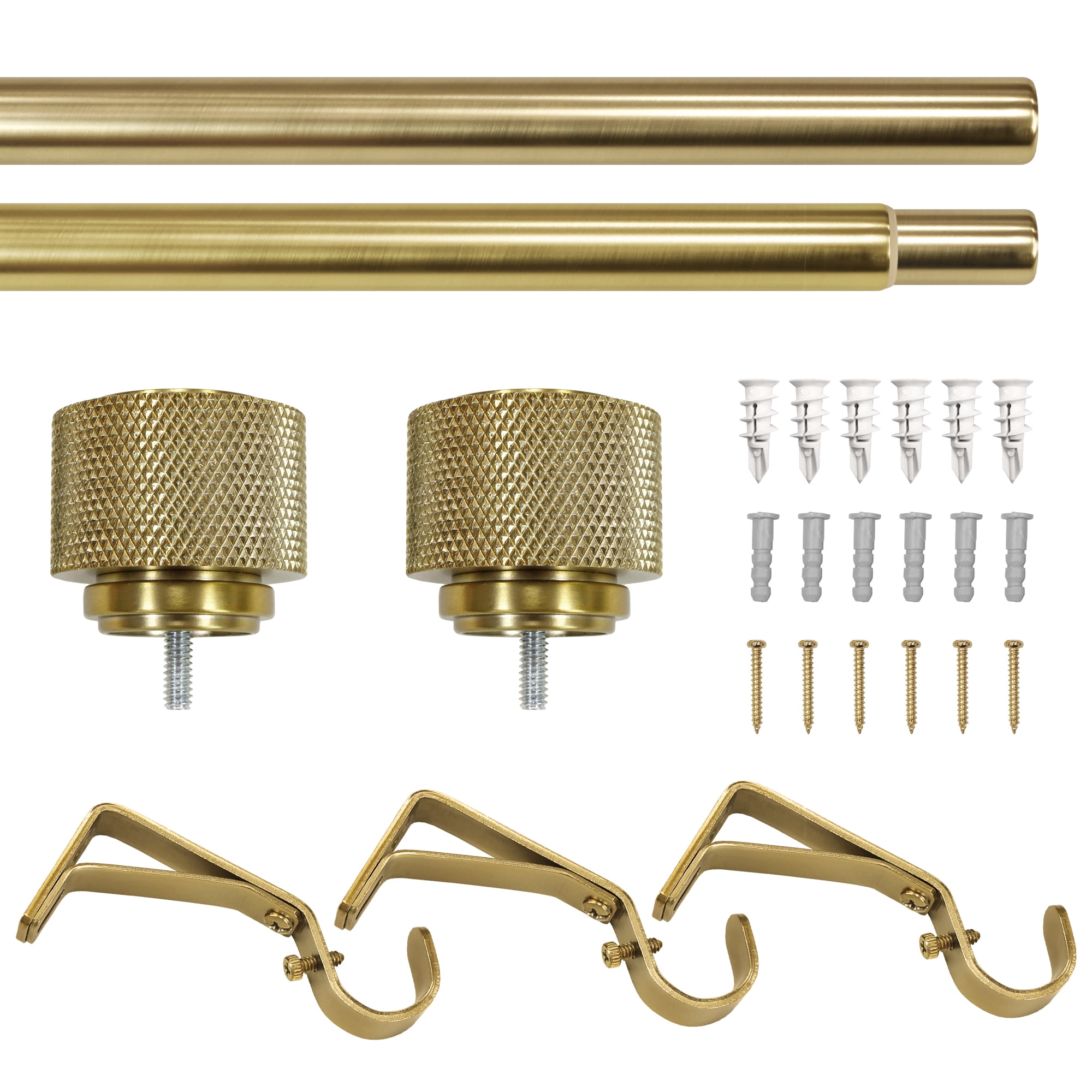 Better Homes & Gardens 1" Brass Knurled Cylinder Curtain Rod 120-180"