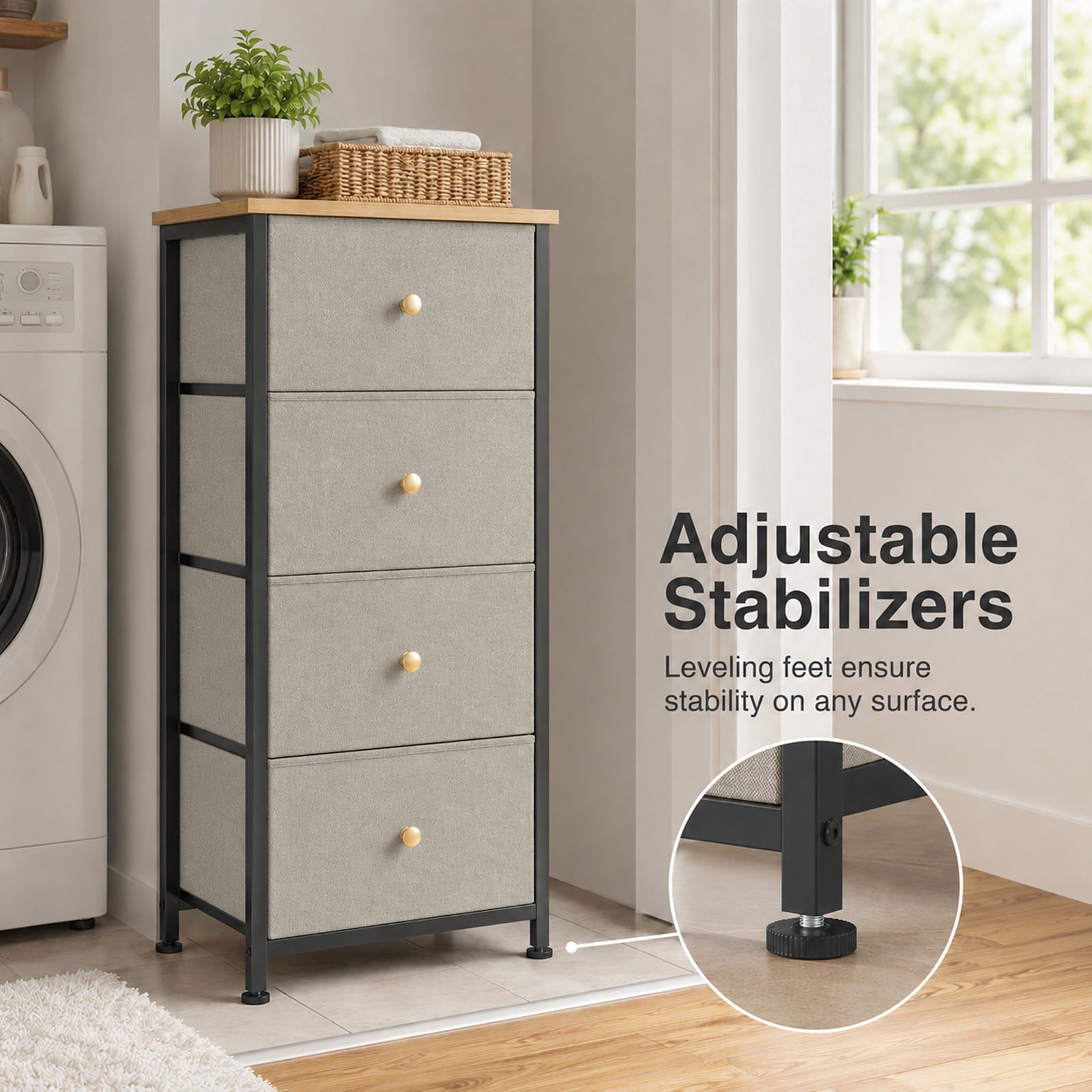 Alvantor Dresser Nightstand for Bedroom, 4-Drawer Fabric Dresser Storage Tower, Space-saving tower, Bedroom or closet use, Chest of drawers for small spaces