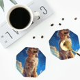 thumbnail image 5 of Pofeuu Starry Sky Cloud Dog Print Leather Coasters Set of 6, Round Cups Mugs Mat Pad for Home Kitchen Heat Resistant Drink Coasters,Octagon, 5 of 7