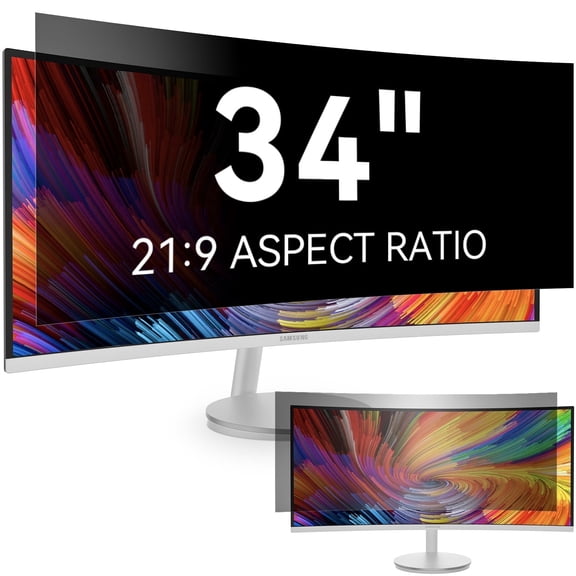 34 Inch Computer Privacy Screen Filter for 21:9 Widescreen Monitor, Removable Eye Protection Anti Glare Blue Light Filter Privacy Shield, Anti Spy Screen Protector Film 34 in