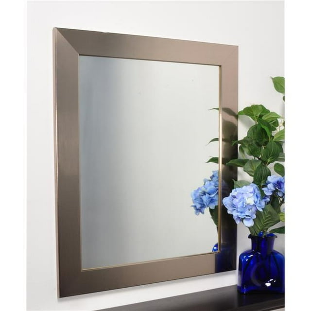 American Made Miroir Mural à Cadre en Argent Moderne 32 x 38 Po. BM001L