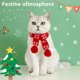 thumbnail image 4 of Rebajas de Temporada, Bufanda de lana a cuadros con copos de nieve para mascotas, gatos, perros, Shiba Inu, accesorios para collar con bolas navideñas cálidas Akmoler, 4 of 8