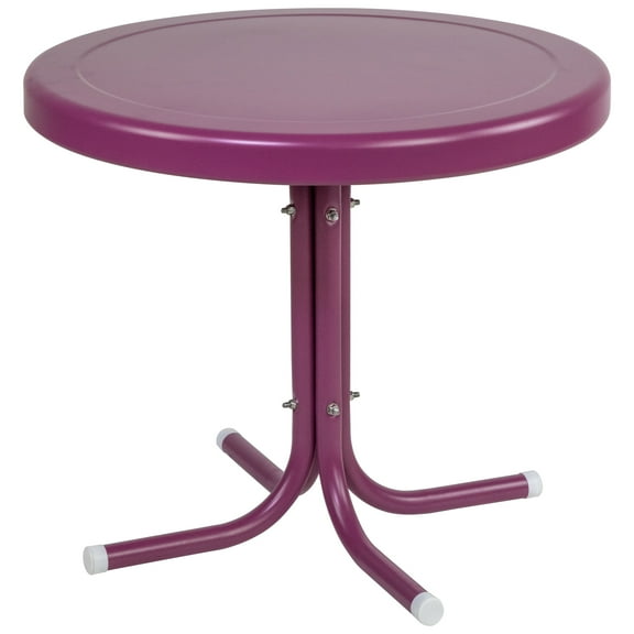 Northlight 22" Outdoor Retro Tulip Steel Side Table, Purple