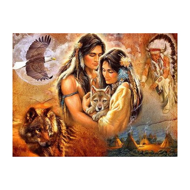 Taladro diamante pintura (DE8123) 5D DIY completo aborígenes punto de cruz bordado Kit 20X30cm Hugtrwg Para estrenar