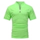 thumbnail image 4 of Blusa de manga corta con cuello alto y cremallera para hombre - Camisa informal de poliéster liso - Oficina/cita/fiesta de verano, 4 of 7