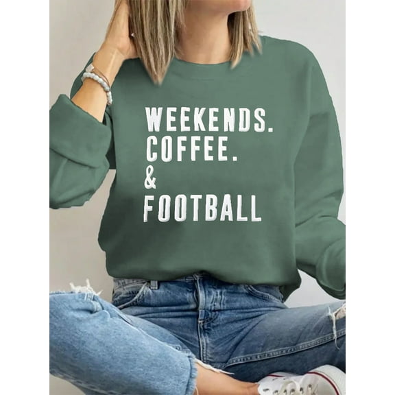 Football Game Day Sweatshirts Weekends Coffee and Football Sweatshirt Women Football Mom Crewneck Pullover