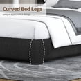 thumbnail image 5 of 4 EVER WINNER Twin Size Bed Frame, Modern White Bed Frame with Headboard, Boucle Fabric Upholstered Bed Frame, Soft Curved Headboard, Black, 5 of 8