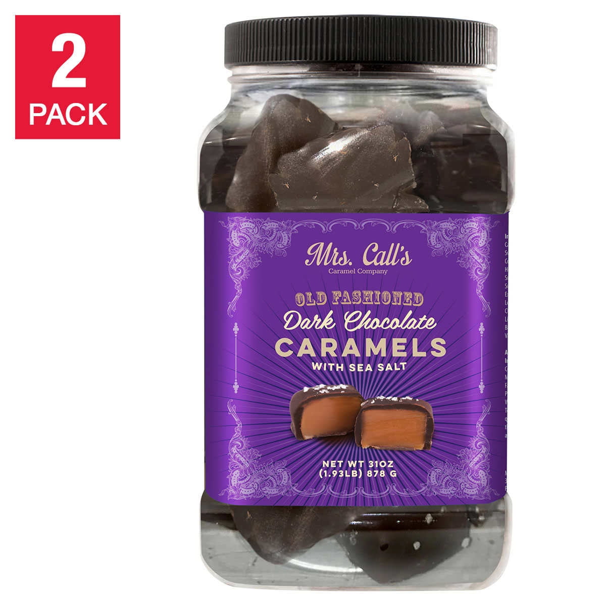 Mrs. Call's Old Fashioned Dark Chocolate Caramels with Sea Salt 31 oz