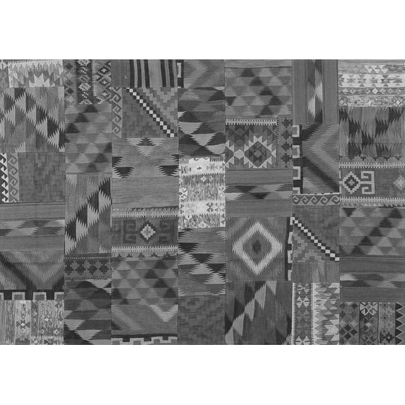 Ahgly Company Indoor Rectangle Patchwork Gray Transitional Area Rugs, 4' x 6'