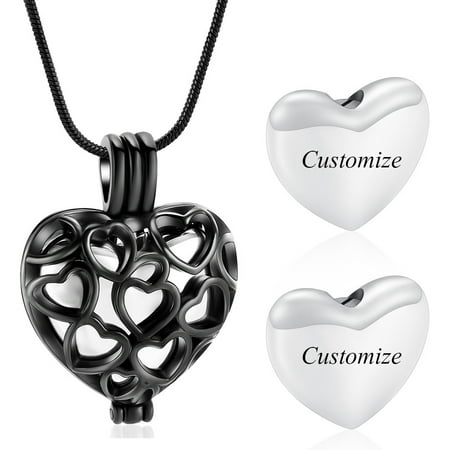 Hollow Heart Urn Necklace for Ashes Human / Pet Stainless Steel Memorial Ashes Pendant Keepsake Jewelry Memorial Cremation Necklace for Ashes