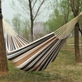 thumbnail image 3 of NewOutdoor Indoor Canvas Single Hammock Outdoor Camping Indoor Childrens Swing Thickened Striped HammockMulti Functional Hammock, 3 of 9