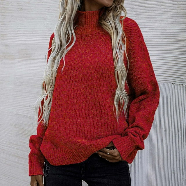 Fall Fashion Women Casual Comfortable Long Sleeve Turtleneck Sweater