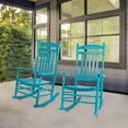 2Piece Set AllWeater High Back Wood Rocking Chairs for Outdoor Spaces