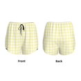 thumbnail image 3 of Balery Lemon Yellow Checkboard Pantalones cortos deportivos para mujer con forro y dos bolsillos, elásticos, para entrenamiento, gimnasio, yoga-Large, 3 of 7