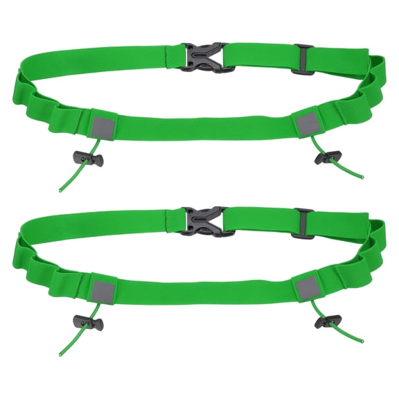 Uxcell Race Number Belt, Elastic Comfortable Running Belts with 6 Energy Gel Loops for Triathlon 2 Pcs & Green