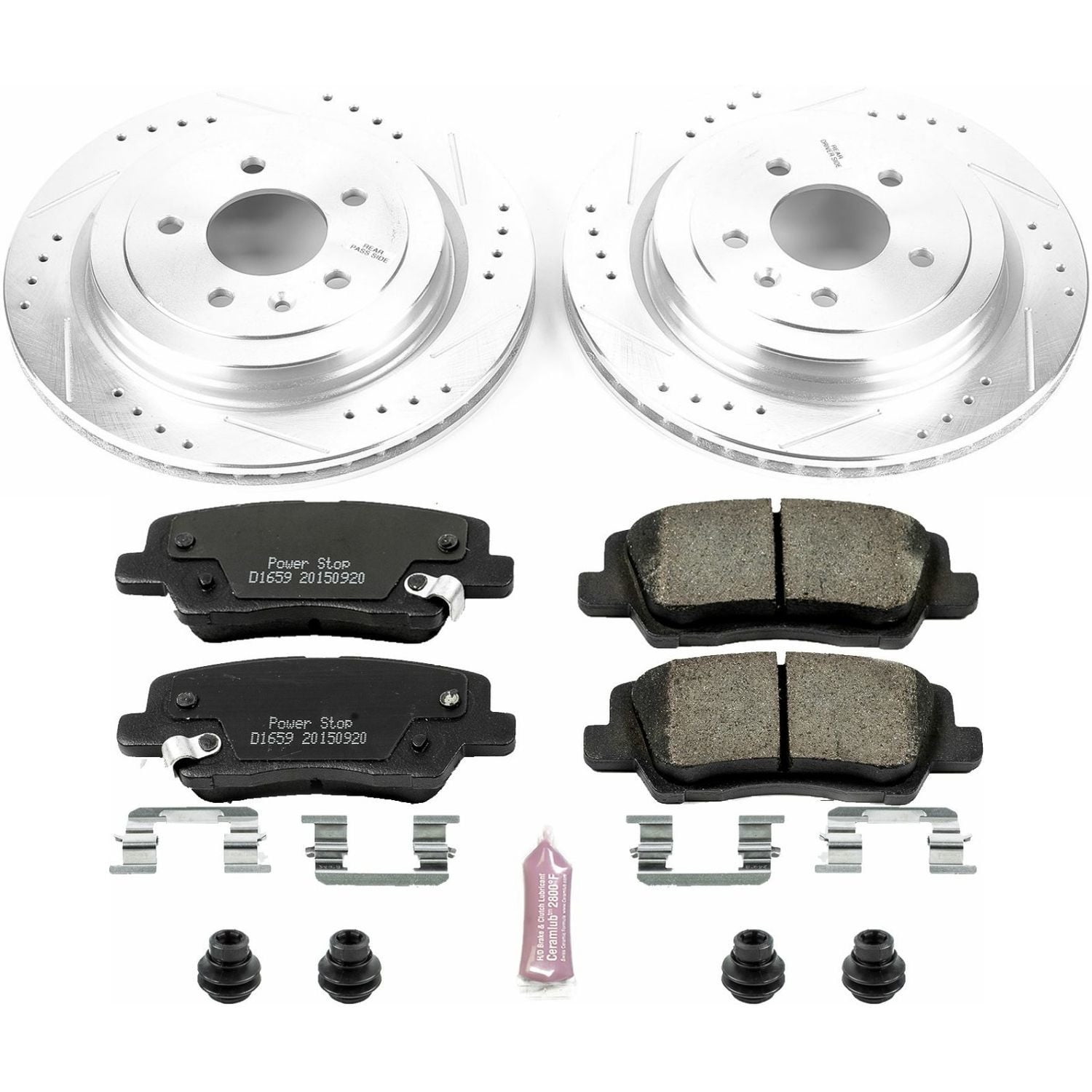 PowerStop Rear Z23 Evolution Sport Carbon-Fiber Ceramic Brake Pad and Drilled & Slotted Rotor Kit Fits: CADILLAC Select Models K6385