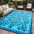 thumbnail image 2 of SUNDEREY 8’X10’Outdoor Rug for Patio,Waterproof Beach Mats, Seaweed Pattern Plastic Straw Outdoor Rugs for RV Patio Deck Beach Porch Backyard,Blue, 2 of 9
