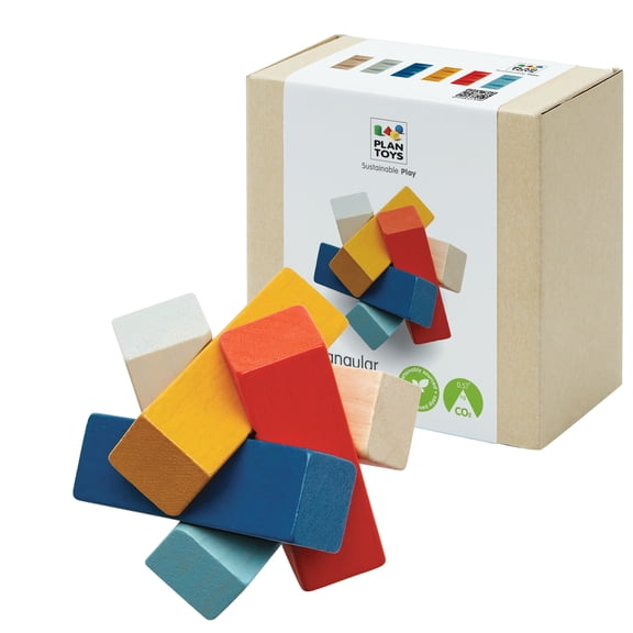 PlanToys® Rectangular Puzzle Wooden Travel Puzzle for Kids Ages 3  | Montessori Pocket Learning Toy for Problem-Solving, Focus & Cognitive Skills | Eco-Friendly Educational Game
