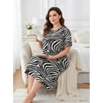 thumbnail image 5 of ValueVibe Nightgowns for Women Plus Size Short Sleeve Long Sleepshirt Crew Neck Casual Housedress, Zebra Print 4XL, 5 of 6
