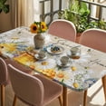 thumbnail image 3 of Daisy Spring Floral Table Cloths for 6 Foot Rectangle Tables, Farmhouse Botanical Bees Elegant Patio Waterproof Elastic Fitted Tablecloths, Washable Rectangular Table Cover for Camping, 3 of 8