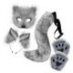 thumbnail image 5 of Máscara y cola de Therian, encantadora máscara de gato peludo para fiesta de Halloween, cumpleaños y vacaciones. Gris oscuro, 5 of 9