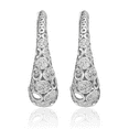 thumbnail image 5 of 925 Sterling Silver 1.1mm 1.5mm Cubic Zirconia CZ Oval Medium Hoop Earrings, 5 of 10