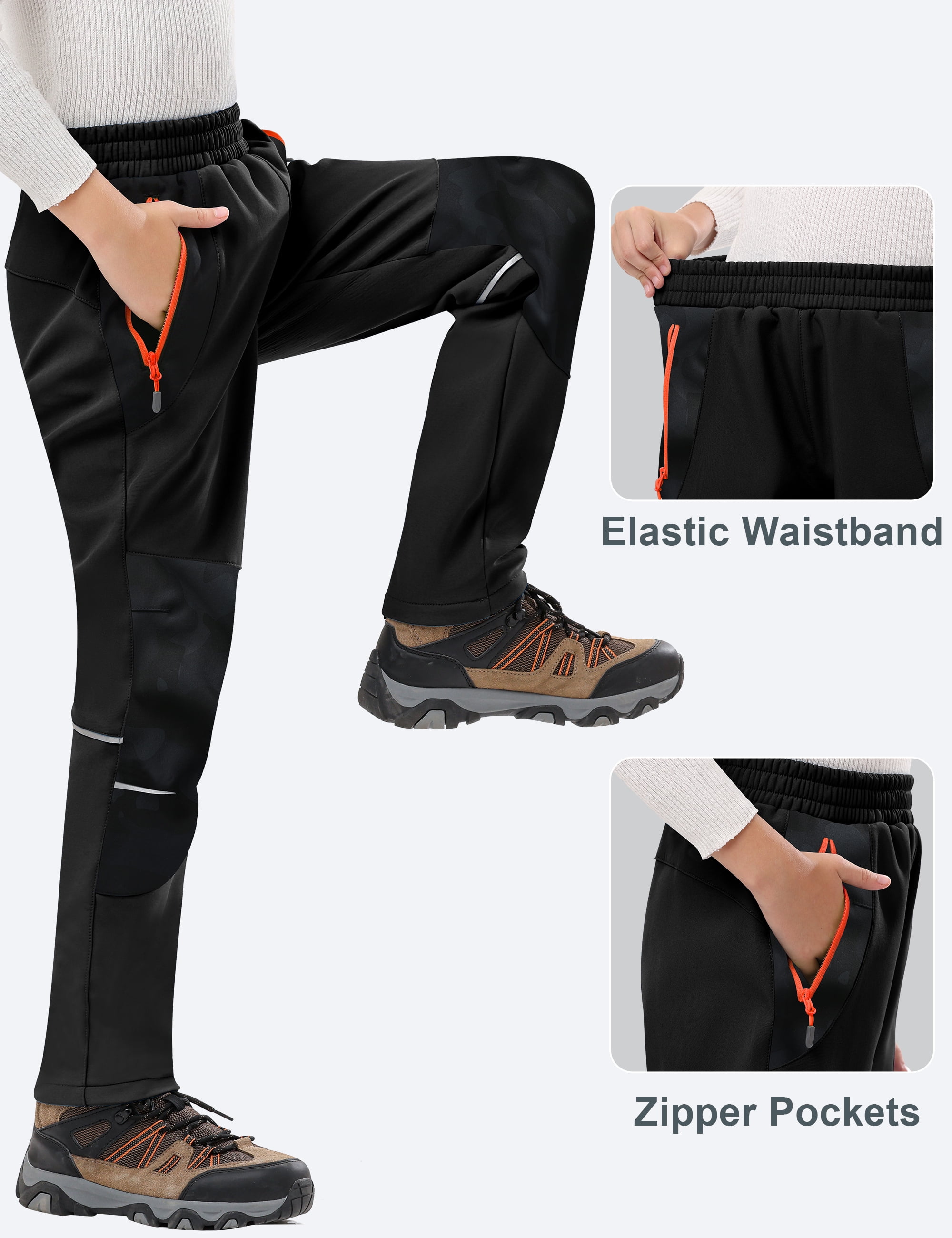 Lavenicole Kids Boys Girls Youth Waterproof Hiking Ski Snow Pants Elastic Waist Warm Insulated Pants