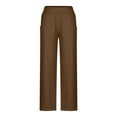 thumbnail image 3 of USNSM Women's Harem Pants Solid Color Baggy Workout Hiking Pants High Waist Jogging Yoga Boho Trousers with Pockets Brown S, 3 of 5