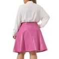 thumbnail image 4 of Unique Bargains Women's Plus Size PU A-Line Versatile Flared Party Skirts 2X Hot Pink, 4 of 6