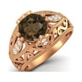 thumbnail image 2 of 1.45 Ctw Round Smoky Quartz Antique Filigree Design 925 Sterling Silver Rose Vermeil Women Mother's Day Gift Ring, 2 of 3