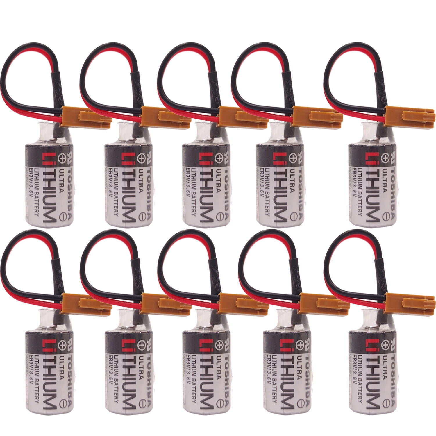 10 PCS CPM2A-BAT01 ER3V 3.6V 1000mAh PLC Battery with Small Brown Plug ...