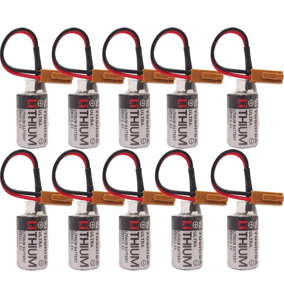 10 PCS CPM2A-BAT01 ER3V 3.6V 1000mAh PLC Battery with Small Brown Plug for CPM2A CQM1H PLC Spare Memory Batteries