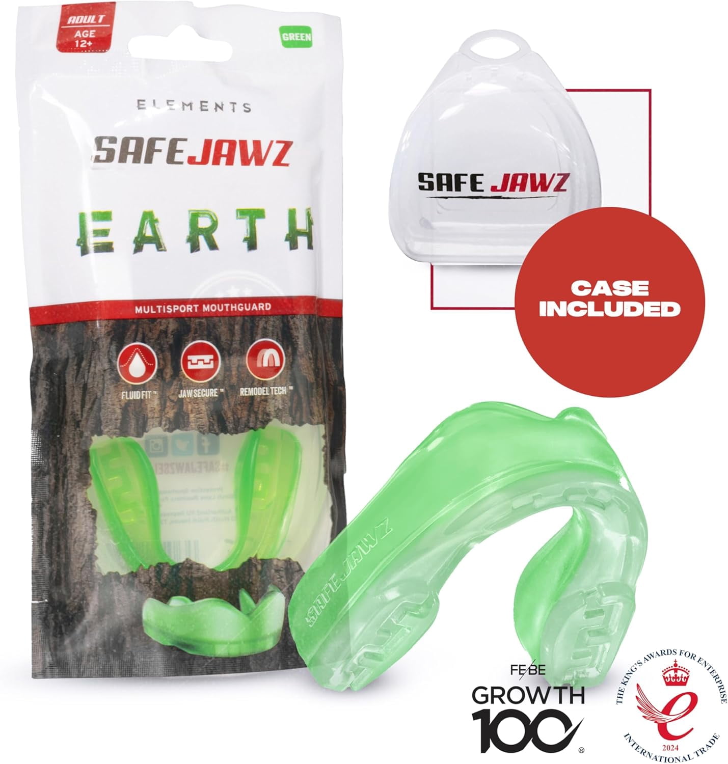 Mouth Guard, Elements Dual Layer Mouthguard for Adults & Youth with Case, Easy Fit Remoldable Mouthpiece for Football, Boxing, Lacrosse, MMA, Basketball & All Contact Sports