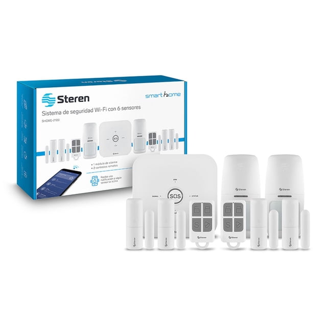 Sistema de seguridad Wi-Fi con alarma, 6 sensores y 2 controles remotos Steren SHOME-2100