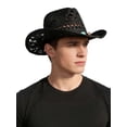 thumbnail image 3 of Gustave Straw Cowboy Hat for Men Women Western Cowgirl Sun Hat Shapeable Wide Brim Hollow Out Summer Beach Hat with Decorative Band - Black, 3 of 7