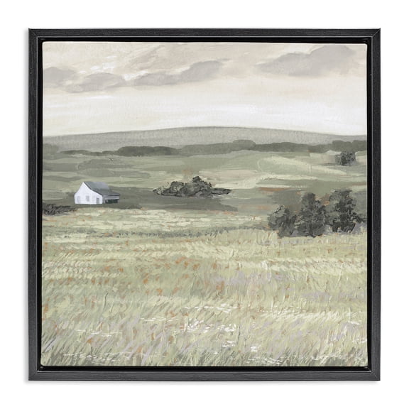 Stupell Industries Farmhouse Scenic Country Landscape Black Floating Frame Canvas Art, 18 x 18, by Victoria Borges
