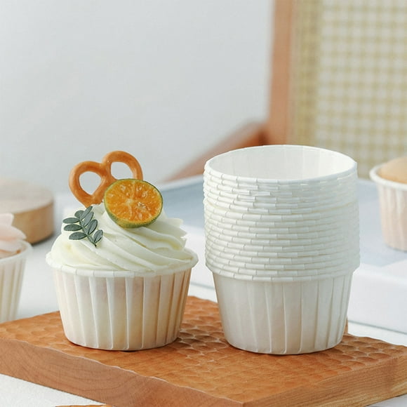 Lot de 50 Boîtes à Cupcakes Jetables sans Couvercle en Papier Sulfurisé - Résistantes aux Hautes Températures, Compatibles, Blanc, JKODE