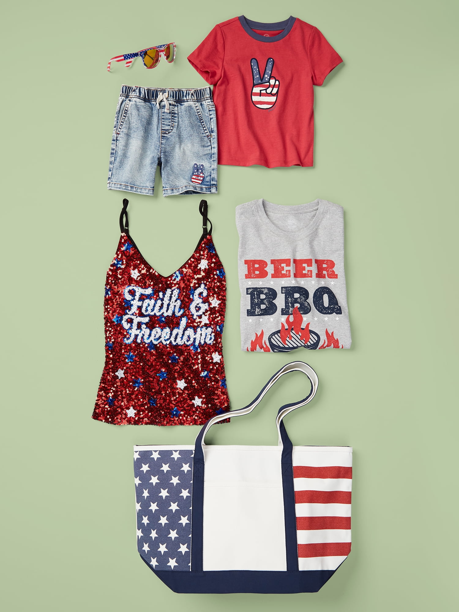 DALIX Stars and Stripes Zippered Cotton Canvas USA 4th of July Patriotic Handbag Shopping Tote