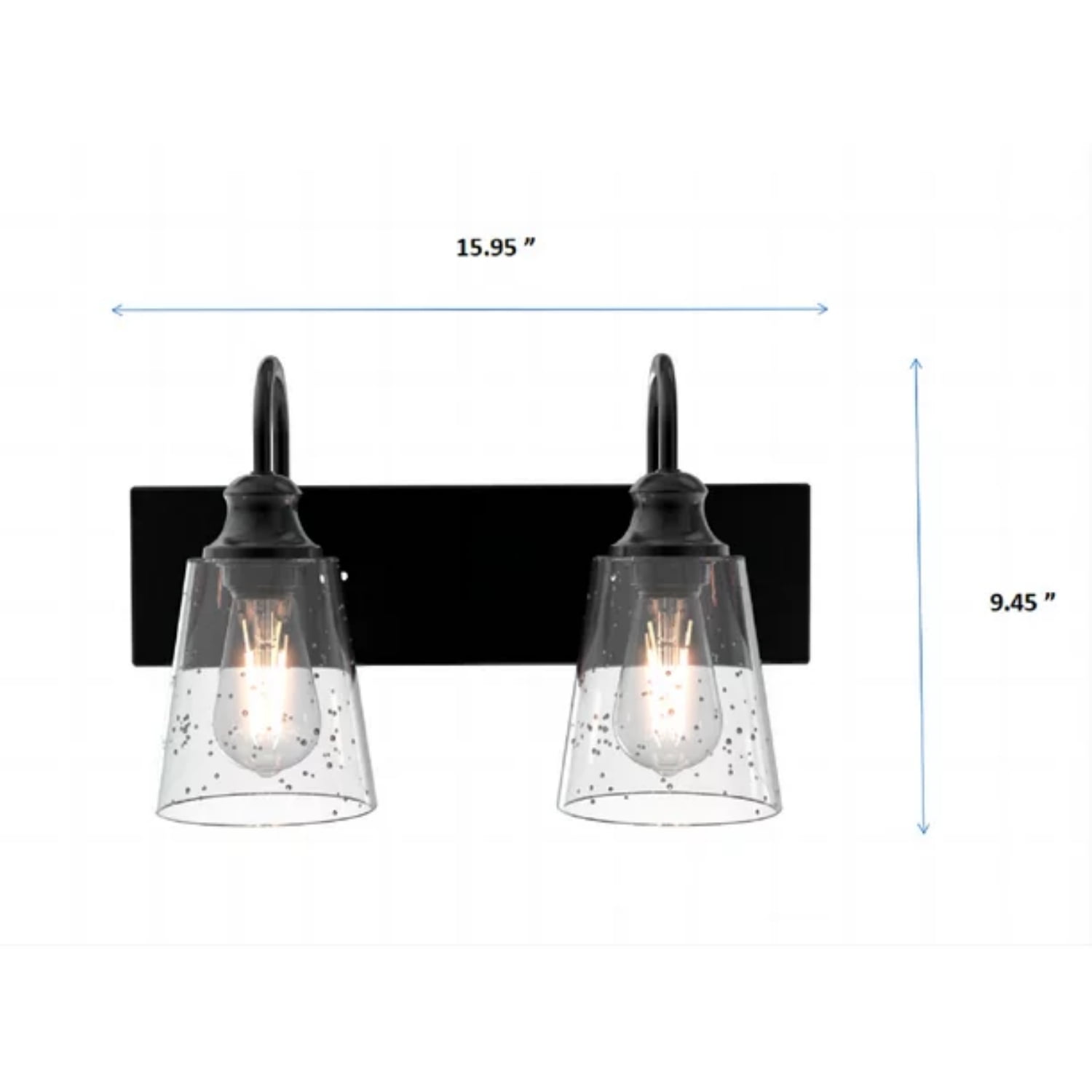 (2 pack) Better Homes & Gardens 16" Farmhouse 2-Light Bronze Vanity Light, Metal Fixture Seeded Glass Shades
